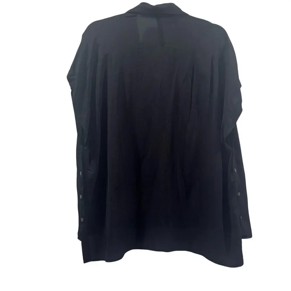 Derek Lam 10 Crosby Black Silk Blend Button Front and Side Shirt – Size 4 - Picture 2 of 11